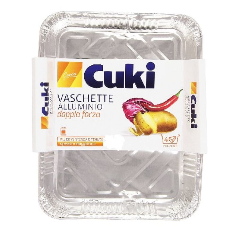 Immagine di VASCHETTA ALLUMINIO 4 PORZIONI  x100pz - (COD 162) CUKI 94ML ALTA