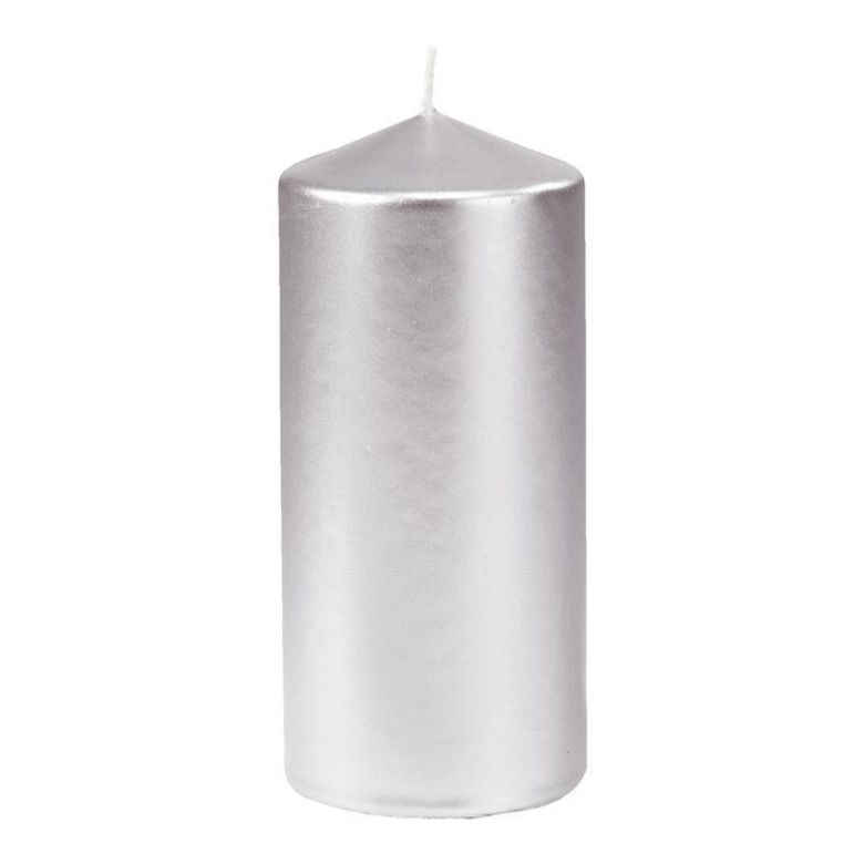 Immagine di CANDELA PILLAR VELLUTO  150X70mm 6p - Confezione da 2 Pezzi - 153281 ARGENTO