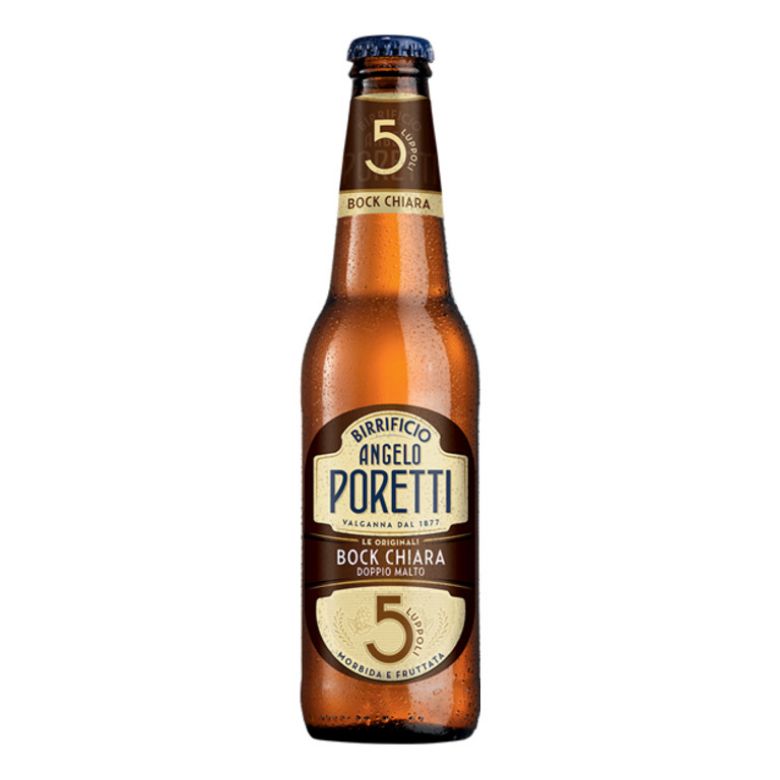 Immagine di BIRRA PORETTI 5 LUPPOLI BOCK CHIARA-33CL - Confezione da 24 Bottiglie - DOPPIO MALTO