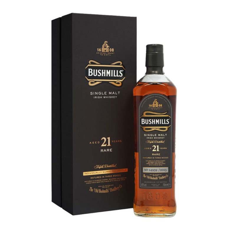 Immagine di WHISKY BUSHMILLS AGED 21 YEARS RARE-70CL - SINGLE MALT - INDIVIDUALLY NUMBER BOTTLE