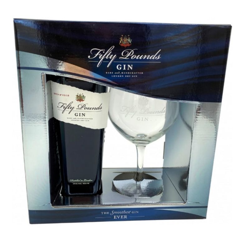 Immagine di GIN FIFTY POUNDS -70CL - GIFT BOX: CONTAINS 1 BOTTLE + GLASS