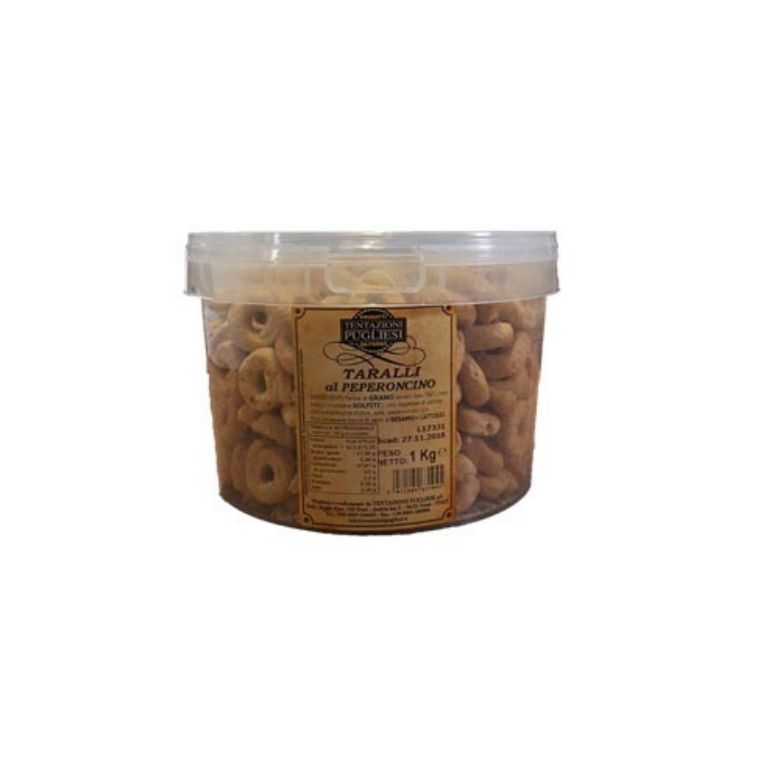 Immagine di SNACK SECCHIELLO 1KG.TARALLINI PICCANTI - TENTAZIONI PUGLIESI PEPERONCINO